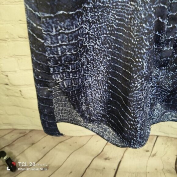 H HALSTON Blue Print Tunic Blouse Top L - Picture 4 of 8